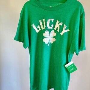 Way to Celebrate Mens St Patricks Day Lucky Shamrock Green Graphic T-Shirt NWT L